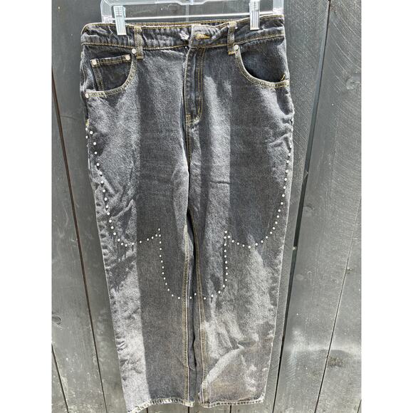 Milk It Studded Mom Jeans Acid Grey Sz 32 - Picture 1 of 6